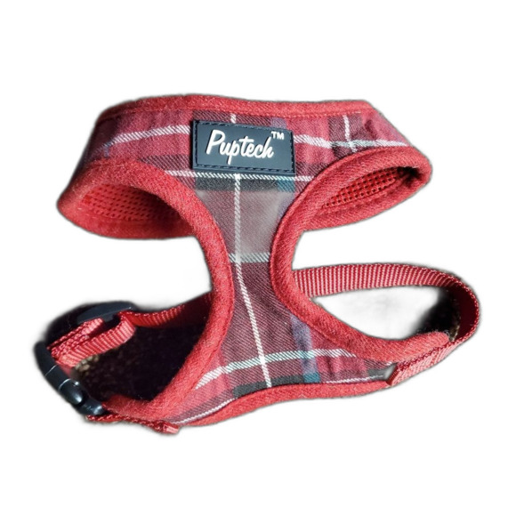 Buffalo Plaid Small Dog Sweater & 2 Pupteck Harnesses Red Plaid Paw Shield XS/S - Picture 6 of 10